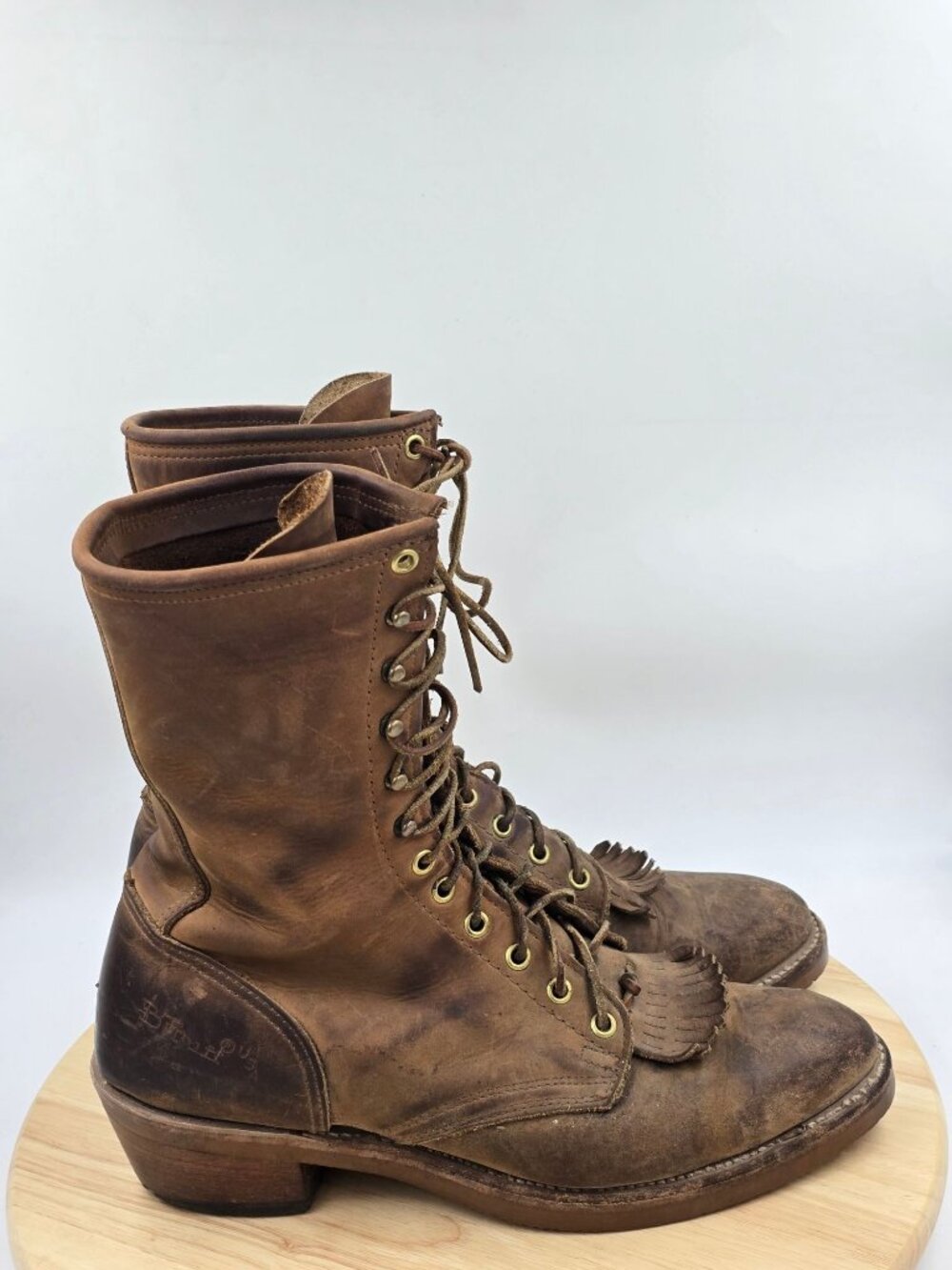 Vintage PD Tuff Leather Packer Work Western Riding Boots USA Mens sz 10D